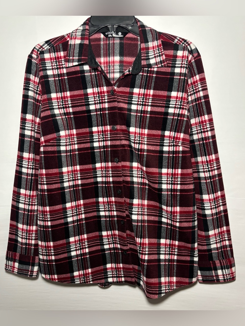 Riders by Lee Plaid Fleece Button Front Shirt Jacket Shacket Size M